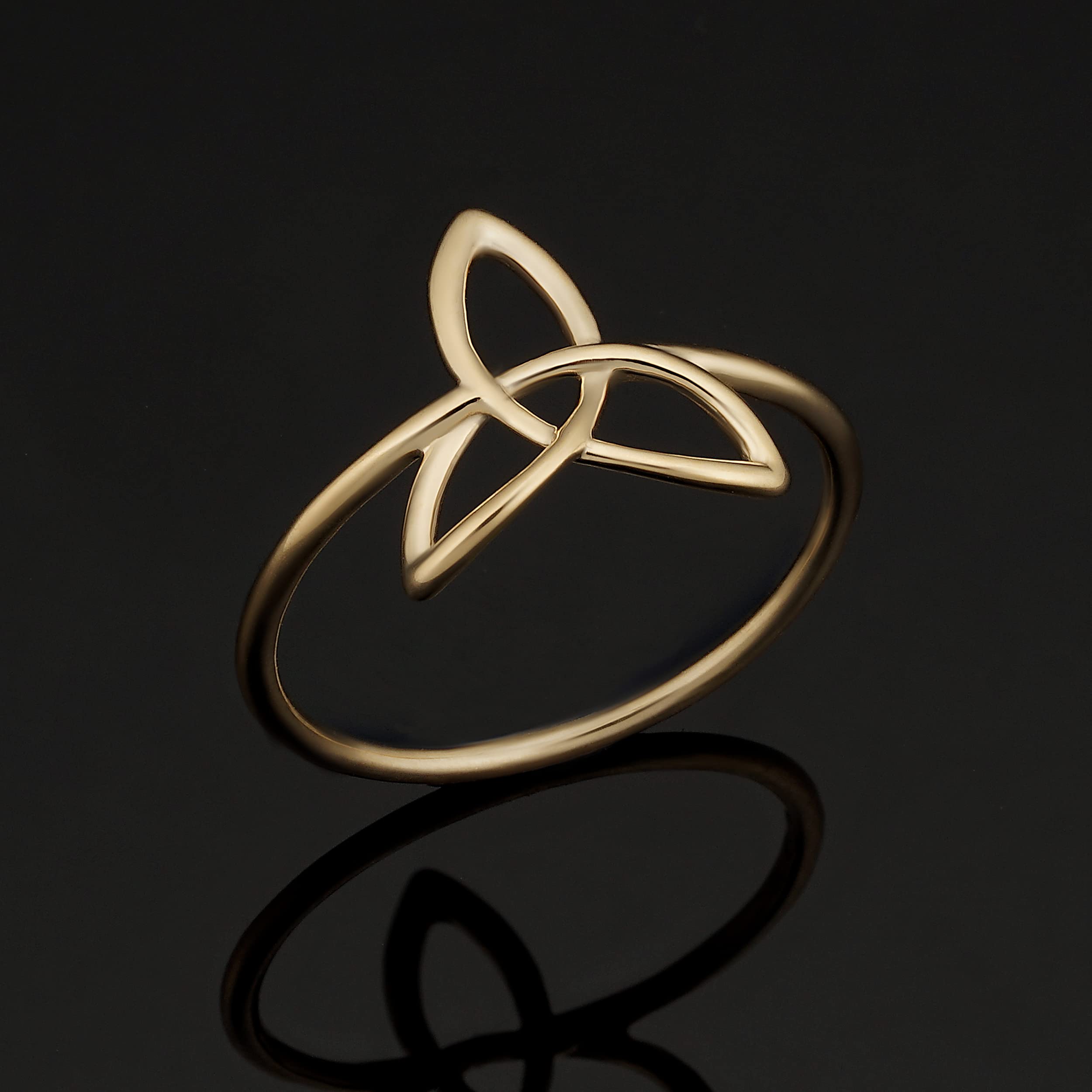 14K Yellow Gold Celtic Trinity Knot Ring for Women - Elegant Irish Jewelry, Symbol of Love & Friendship - Perfect for Gifts, Weddings & Special Occasions