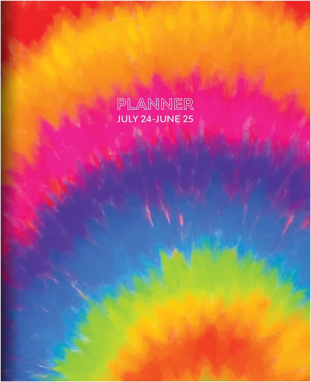 TF PUBLISHING Tie Dye Medium Monthly Planner 2024-2025 (July 2024 - June 2025) - 2 Page Spreads with Extra Large Calendar Grids & Planning Prompts - 6.5 x 8 Inch Academic Planner - Perfect for Students, Teachers & Office Organization