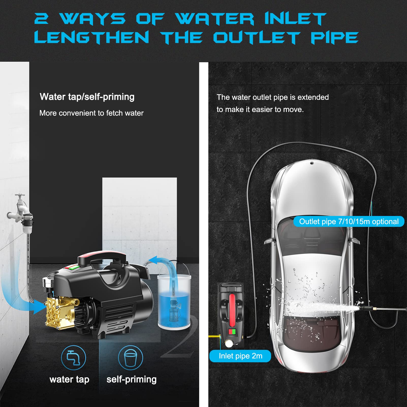 2600PSI 1.7GPM High Power Electric Pressure Washer - Portable Power Cleaner with 10m Hose & Gun for Patio, Car, Driveway, Garden Cleaning - Ideal for Home, Garage and Outdoor Deep Cleaning