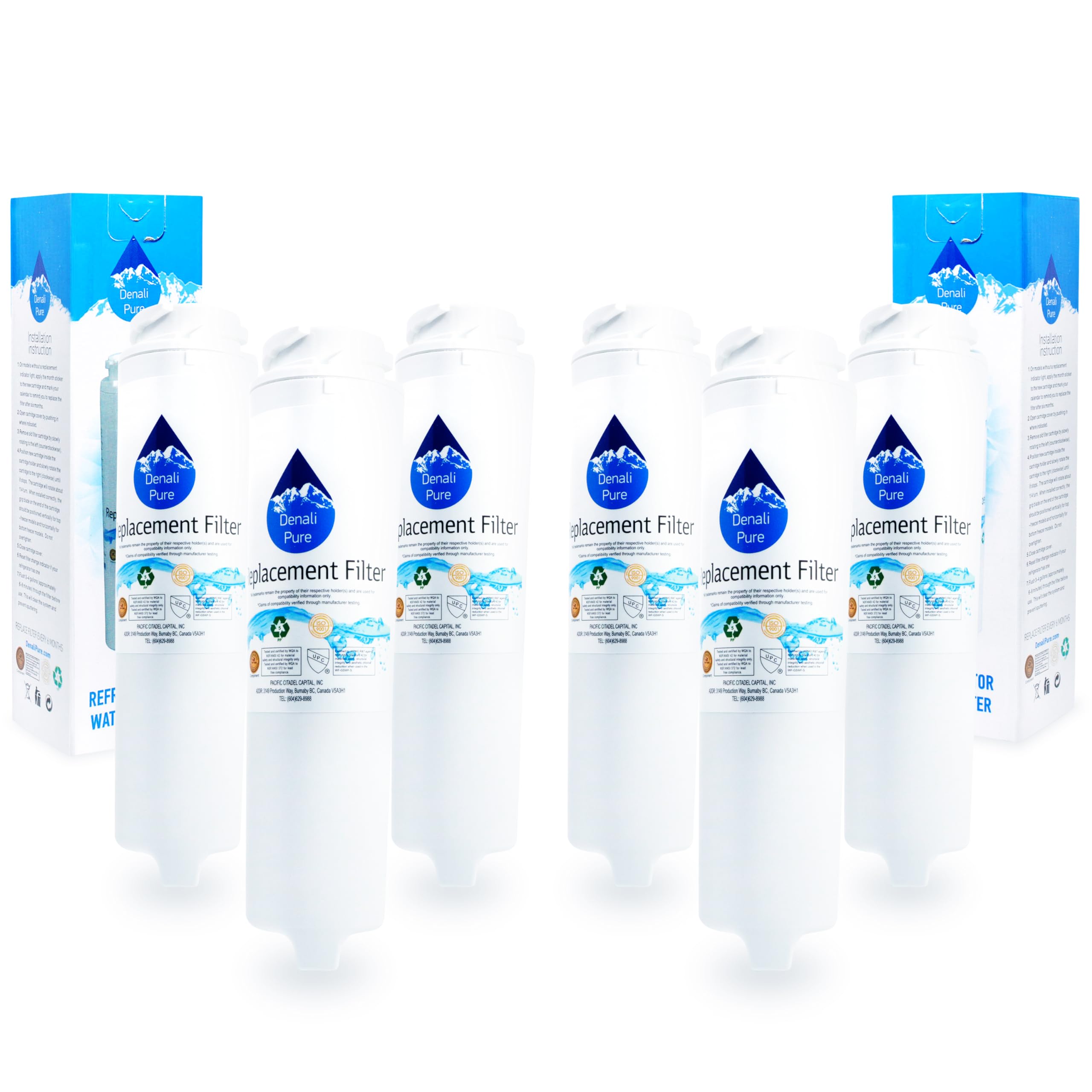 6-Pack GE PFSS5NJWASS Refrigerator Water Filter Replacement - Compatible with GE GSWF Fridge Water Filter Cartridge | Clean & Safe Drinking Water for Home & Office
