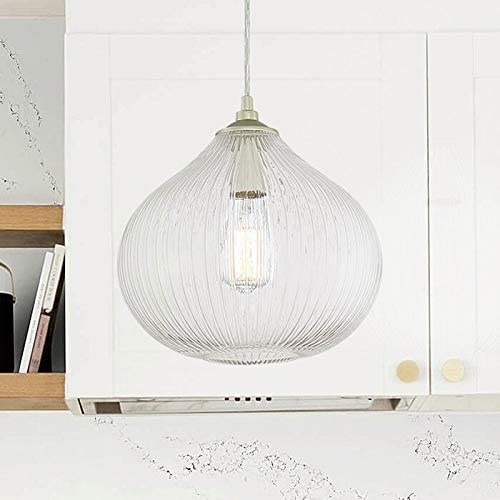Vanity Art Modern Elegant 1-Light Glass Pendant Chandelier - Sleek Ceiling Light Fixture for Kitchen, Dining Room, Entryway & Bedroom (Model 20061AS) | Perfect for Contemporary Home Decor