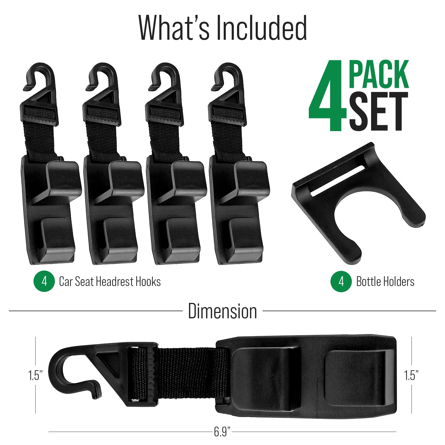 Lebogner Steering Wheel Tray & 4 Pack Car Seat Headrest Hooks - Portable Laptop Desk for Eating, Working & Driving | Multi-Function Car Organizer for Road Trips & Commuting