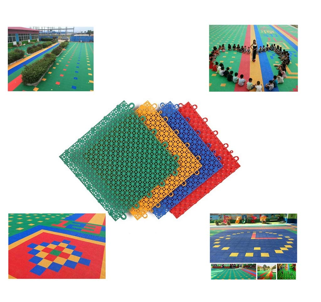 Large Waterproof Interlocking Puzzle Floor Mat - Non-Slip Rubber Gym & Outdoor Tiles for Kids, Front Door, Play Areas - Multicolor Suspended Motion Mosaic Carpet for Home & Commercial Use