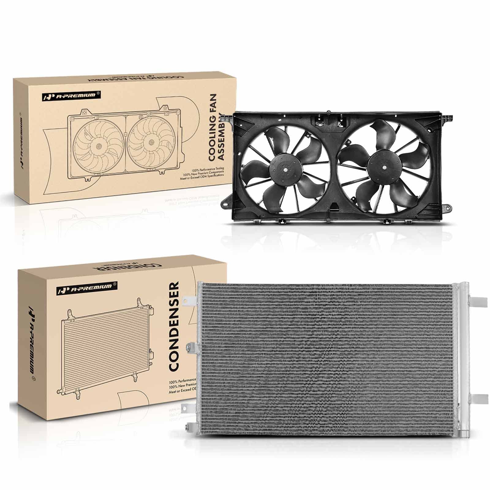 Premium A/C Condenser & Cooling Fan Assembly for Ford F-150 2015-2019, Expedition 2018-2028 & Lincoln Navigator 2018-2019 | 2.7L 3.3L 3.5L 5.0L Engine | Replacement for FL3Z19712B, JL3Z8C607B | 2-Piece Set | Perfect for Summer Cooling & Off-Road Adventures
