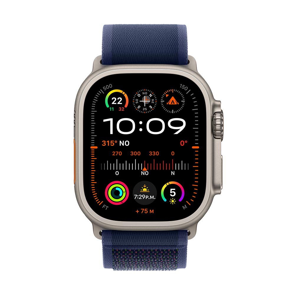 Apple Watch Ultra 2 GPS + Cellular 49mm Titanium Case with Blue Trail Band S/M - Perfect for Outdoor Adventures, Fitness Tracking & Everyday Wear