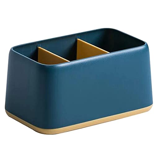 Desktop Remote Control Storage Box - Multi-Grid Organizer for Home & Office - Perfect for Storing Remotes, Keys, and Small Accessories (Blue)