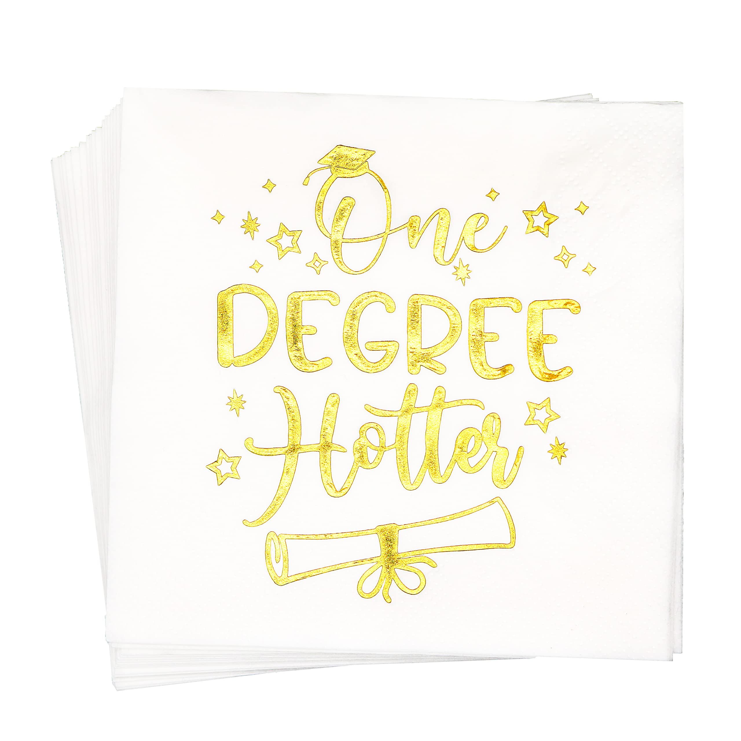 2025 Graduation Napkins - Gold Foil 5x5 Inch Party Decorations (50-Pack) for High School & College Graduation Celebrations - Perfect for Commencement Parties, Open Houses & Grad Photos