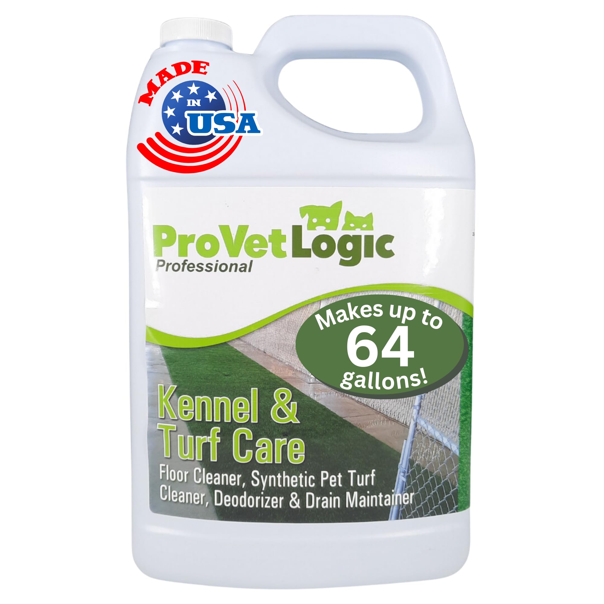 ProVetLogic Kennel & Turf Care Concentrated Floor Cleaner - Synthetic Pet Turf Cleaner, Deodorizer & Drain Maintainer (1 Gallon) - Ideal for Dog Kennels, Artificial Grass & Outdoor Drain Maintenance