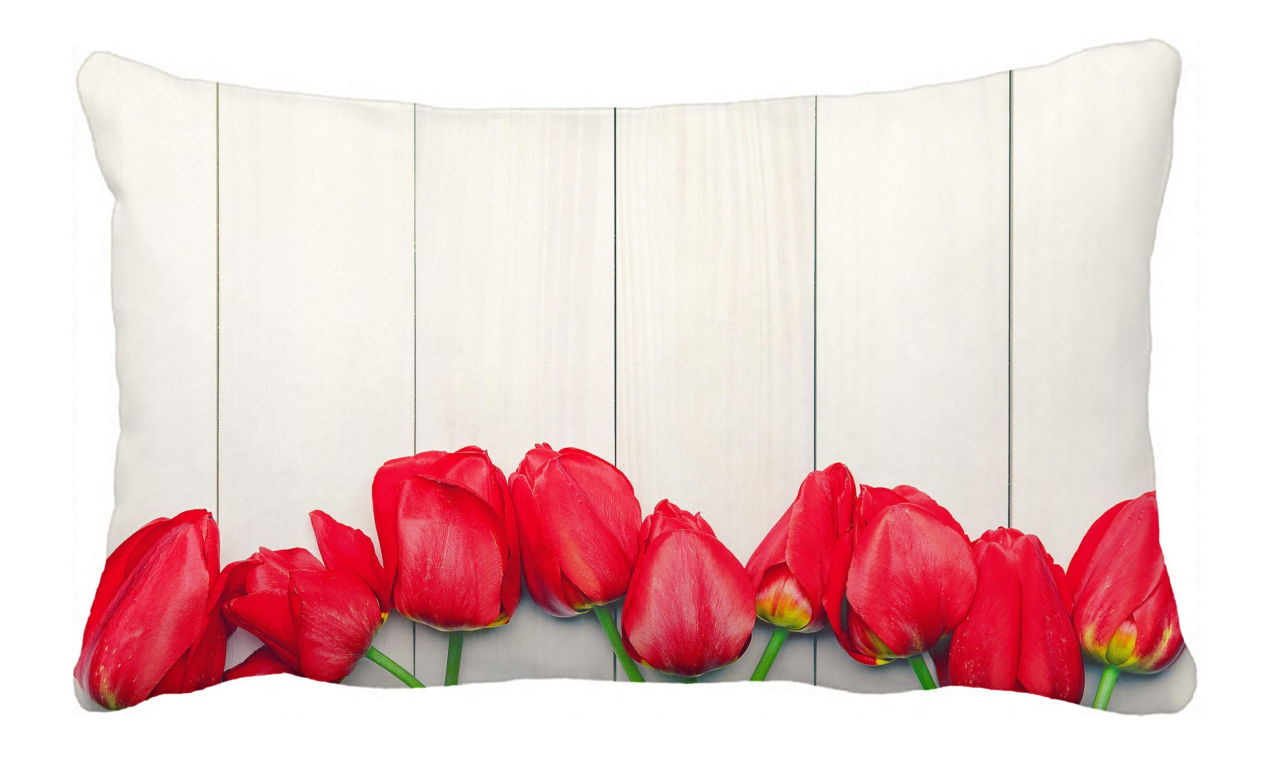 ECZJNT Red Tulips Easter Decorative Pillow Cover 20x30 Inch - Floral Spring Home Decor for Sofa, Bed, Couch | Lightweight & Washable Cushion Case for Living Room, Bedroom