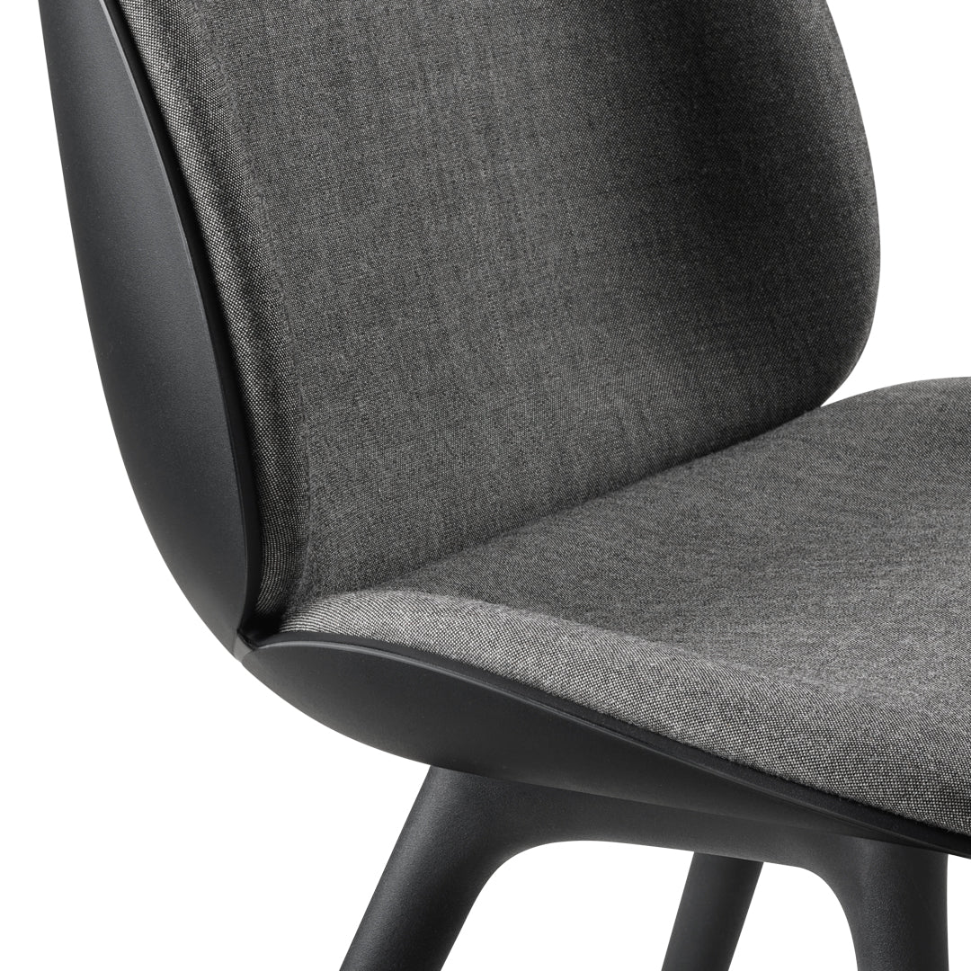Beetle Dining Chair with Front Upholstery & Black Plastic Base - Modern Kitchen & Dining Room Seating for Home & Restaurant Use