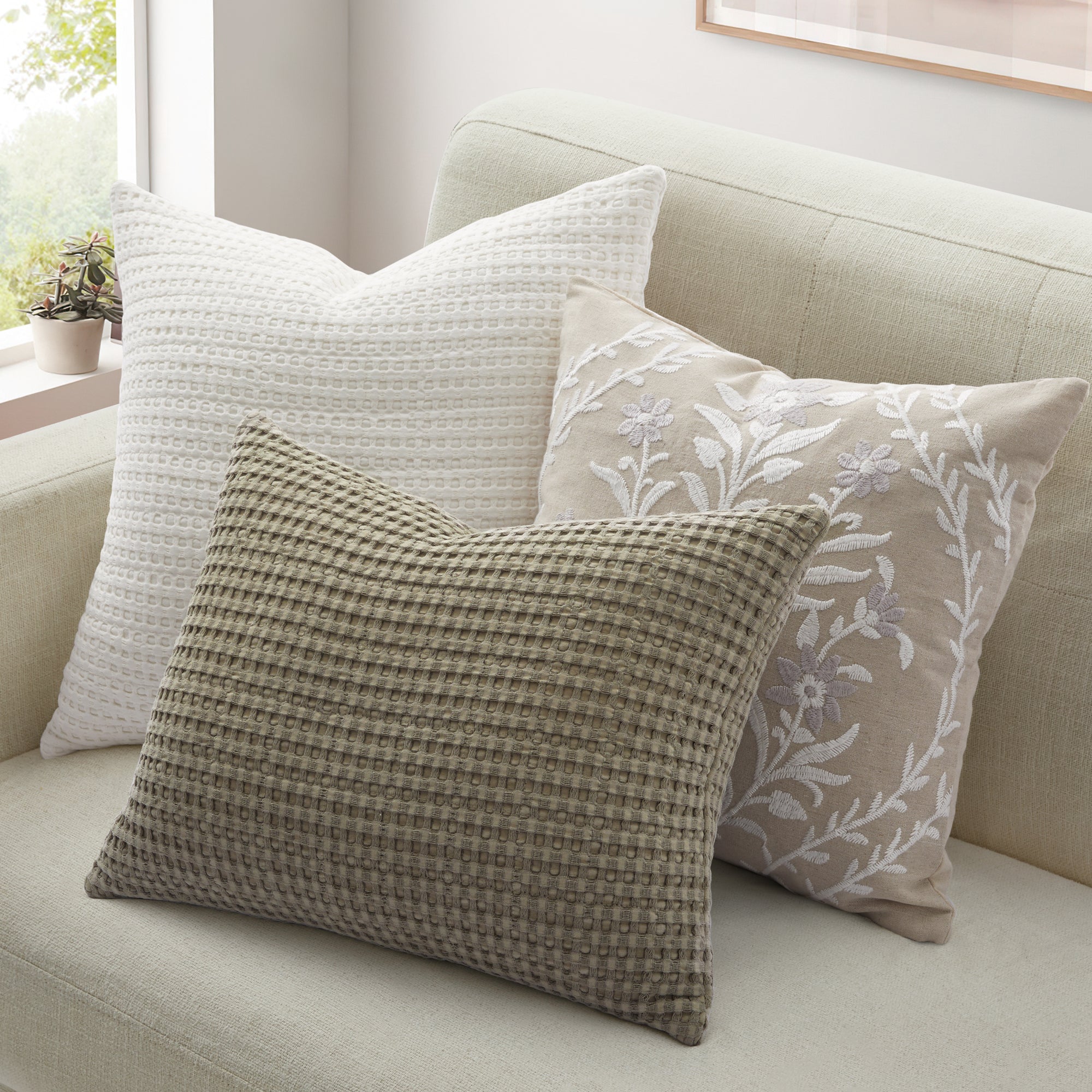 Mills Waffle Taupe Pillow 14x18 - Soft Textured Decorative Throw Pillow Cover for Couch, Bed & Sofa - Perfect for Living Room, Bedroom & Home Decor