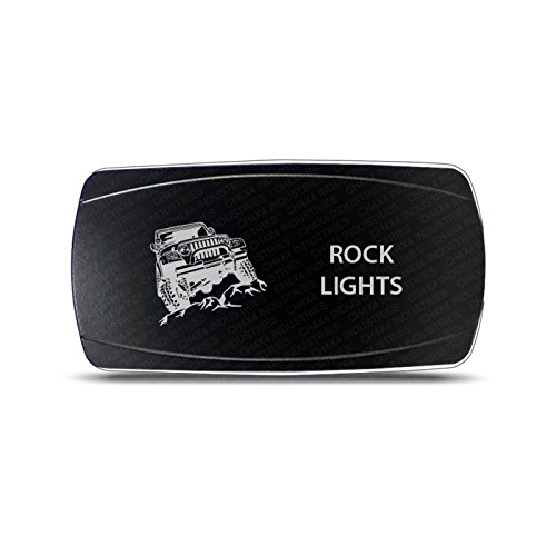 CH4x4 Rocker Switch with Green LED Lights - 3 Horizontal Symbols for Off-Road Vehicles, Boats & RVs - Durable Dash Panel Control for Interior Lighting & Accessories