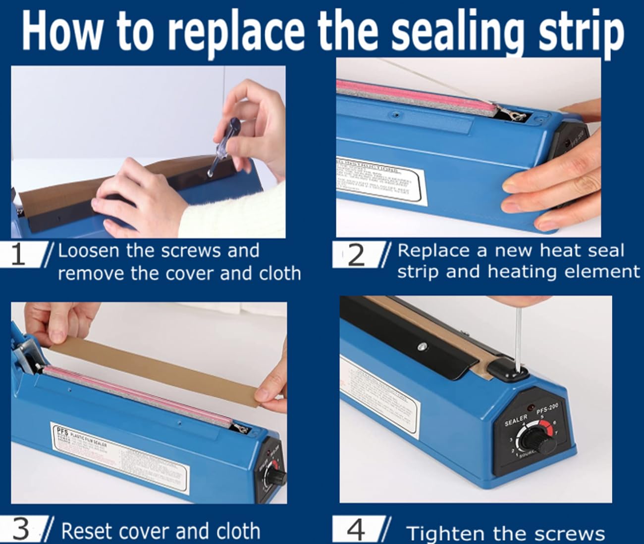 12 Inch Impulse Heat Sealer Machine for Plastic Bags - Manual PE/PP Poly Bag Sealer with Extra Replacement Heating Element - Perfect for Food Packaging, Retail Stores & Warehouse Sealing Operations