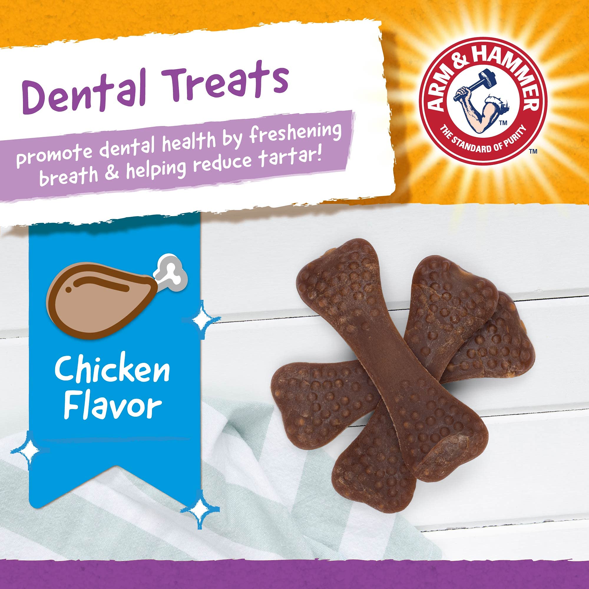 Arm & Hammer for Pets Nubbies Dental Treats for Dogs - Natural Dental Chews to Fight Bad Breath, Plaque & Tartar | No Brushing Needed | Large Size Chicken Flavor (24 Packs, 192 Count) - Perfect for Daily Oral Care & Fresh Breath at Home or Travel