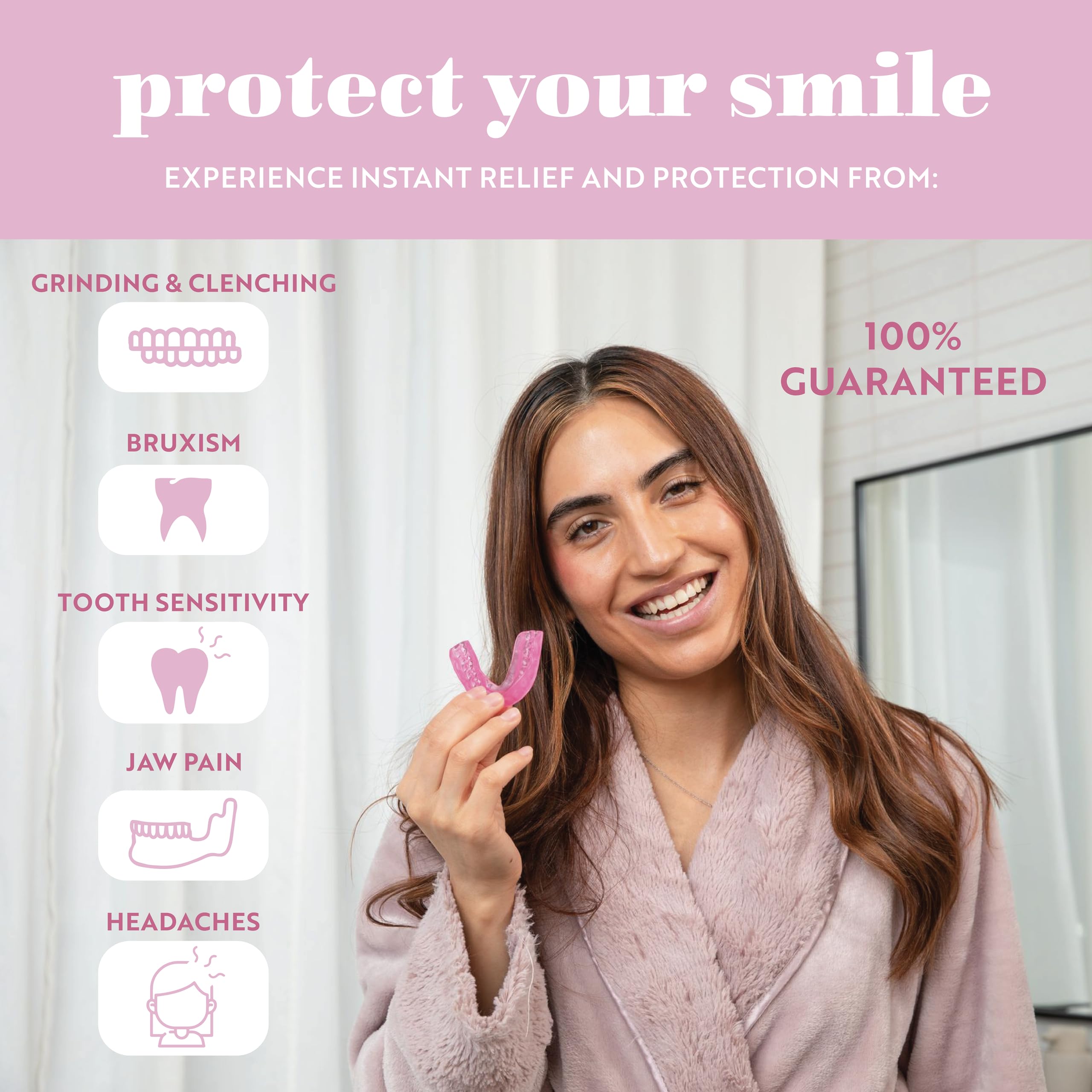 FlexiFit Night Guard for Women - 2 Pack Clear Dental Mouth Guards for Teeth Grinding, Clenching & Bruxism Relief - Comfortable Sleep Aid for Nighttime Teeth Protection