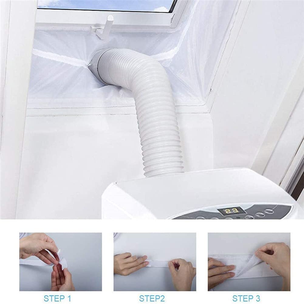 iKASUS 300cm Flexible Window Seal for Portable Air Conditioner - AC Unit Insulation Strip with Zipper & Adhesive Fastener - Perfect for Mobile Air Conditioning in Apartments, Dorms & RVs