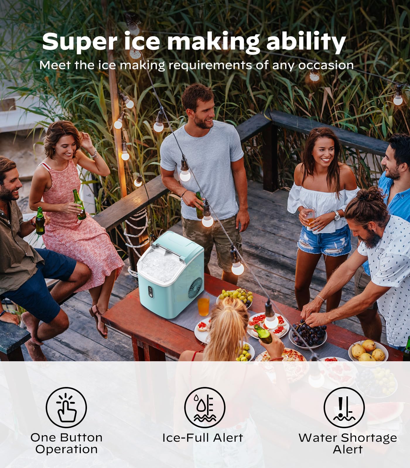 Portable Nugget Ice Maker Machine - 33 lbs/24H Self-Cleaning Pellet Ice Maker with Chewable Sonic Ice, Perfect for Home Kitchen, Office, Bar & Restaurant | Compact Countertop Design for Cocktails, Sodas & Beverages