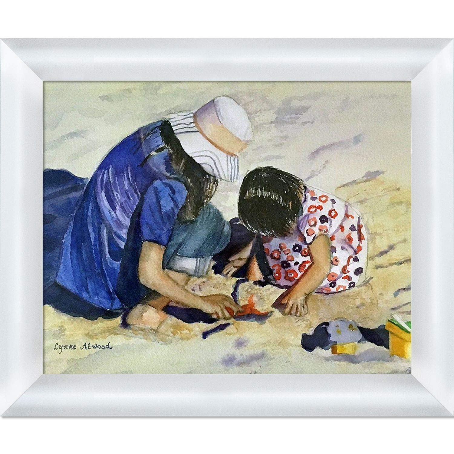 Framed Beach Day Wall Art - 10.75 x 12.75 Inches White Coastal Decor - Perfect for Living Room, Bedroom & Beach House Decor