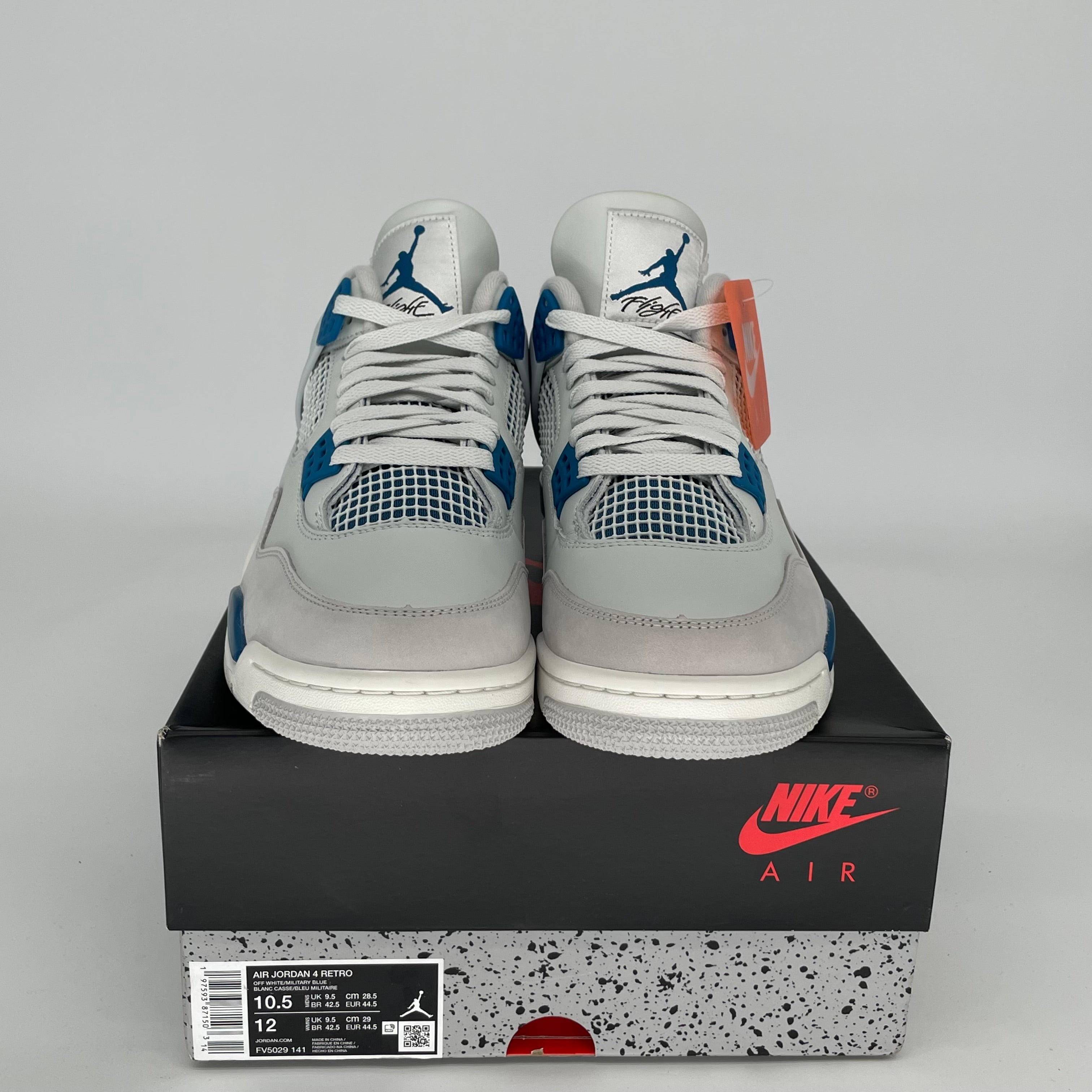 Air Jordan 4 Military Blue Men's Sneakers Size 10.5 - FV5029-141 | Retro Basketball Shoes for Streetwear & Casual Outfits