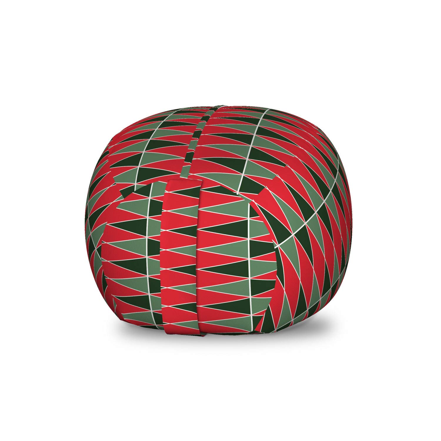 Ambesonne Geometric Storage Toy Bag Chair - Washable Stuffed Animal Organizer in Almond Green & Red - Small Size for Kids' Room, Nursery, or Playroom - Perfect for Christmas Decor & Toy Storage
