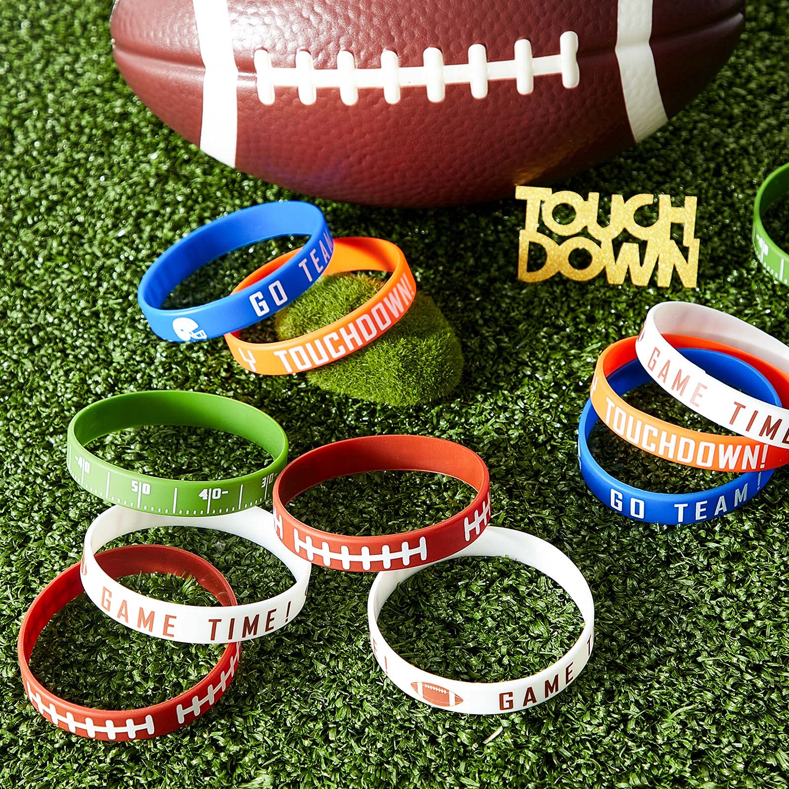 BBTO Motivational Football Silicone Wristbands - 70 Pack Sports Themed Rubber Bracelets for Athletes, Team Spirit, Football Games, Birthday Parties & Awards - Perfect for Players, Fans, Coaches & Sports Events