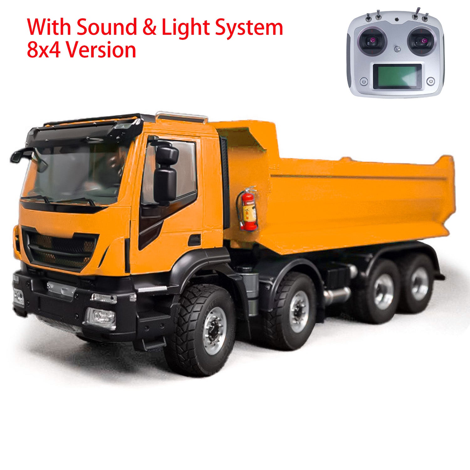 1/14 Scale 8x4 Metal Hydraulic RC Dump Truck - 2 Speed Radio Remote Control Tipper Car with ESC & Servo Motor - Realistic Construction Vehicle Model for Kids & Adults - Perfect for Outdoor Play, Construction Site Simulation & DIY Projects