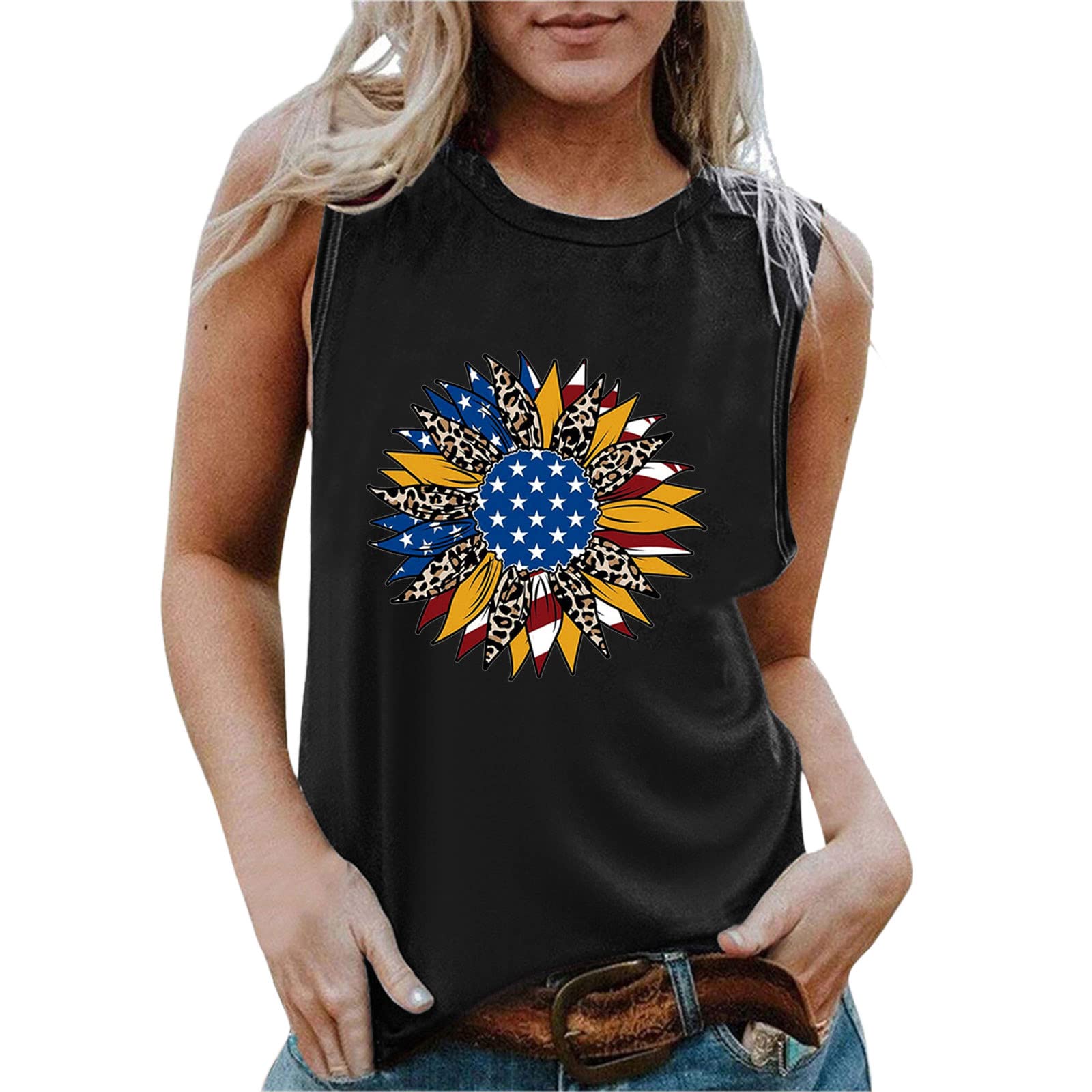 Stylish Women's Summer Printed Sleeveless T-Shirt - Casual O-Neck Comfortable Blouse for Work & Everyday Wear | Perfect for Office, Outings & Vacation Outfits