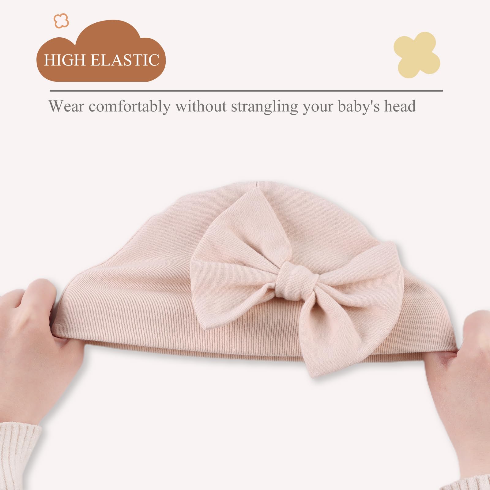 Adorable Newborn Baby Girl Hat - Soft Cotton Bow Beanie for Preemie & Infant 0-12 Months | Perfect Spring Accessory for Photoshoots, Outings & Special Occasions