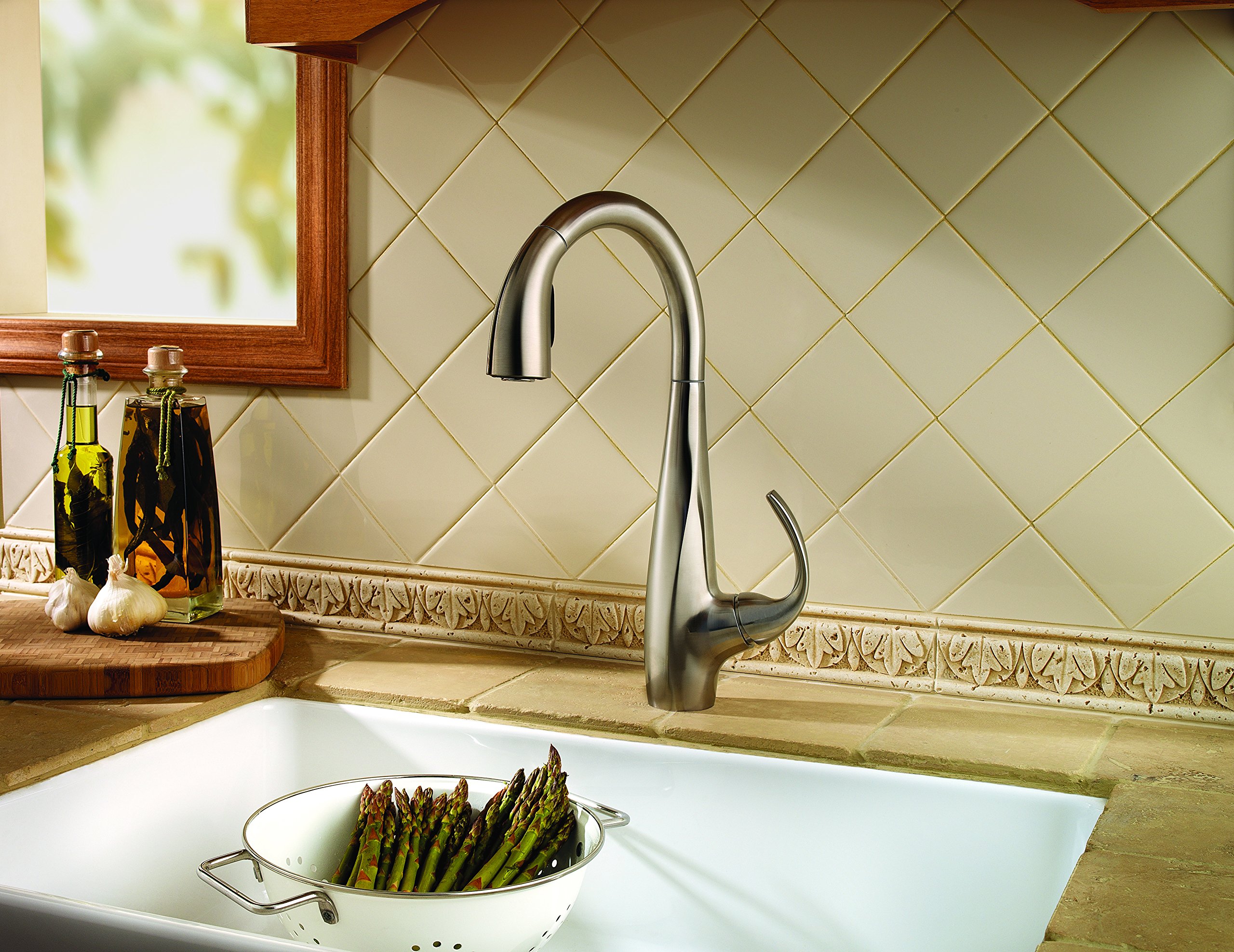 Pfister LF5297ANS Stainless Steel Kitchen Faucet with 1.8 GPM Flow Rate - Perfect for Modern Home Kitchens & DIY Installations