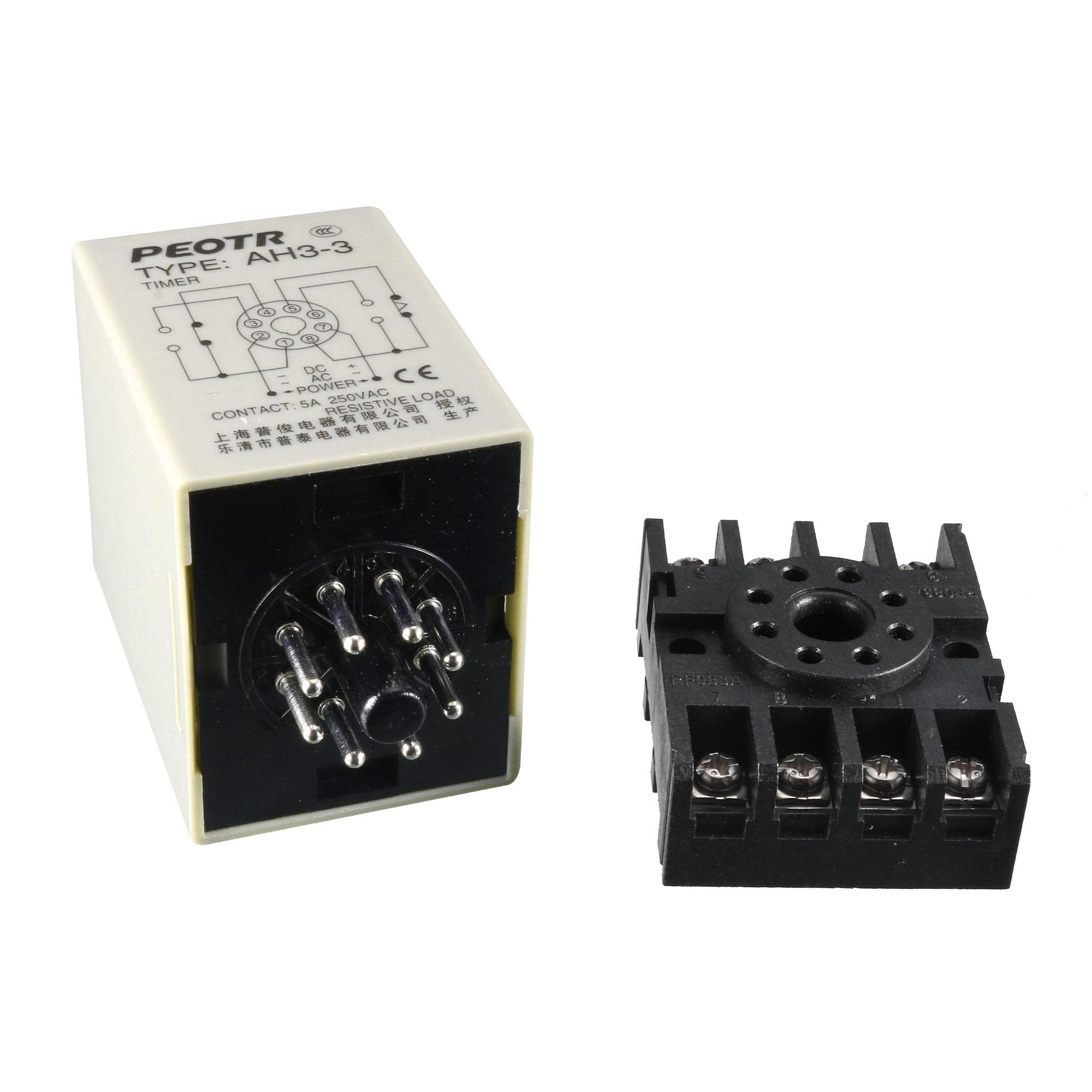 uxcell AC 110V 8P 0-60 Minutes Adjustable Delay Timer Relay AH3-3 with Base - Perfect for Industrial Automation, HVAC Systems & Electrical Control Panels