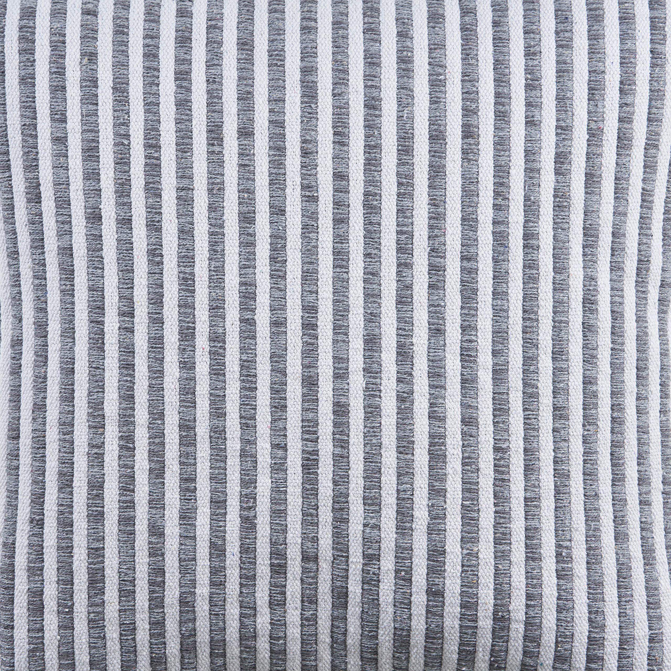 LR Home Gray and Cream Striped Decorative Throw Pillow - Soft Accent Cushion for Sofa, Bed & Living Room Decor