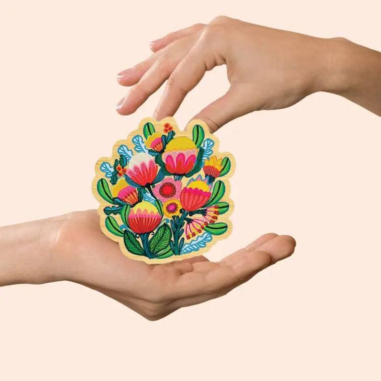 Handmade Wooden Brooch - Floral Bush Bouquet Pin for Women | Perfect for Jackets, Scarves, Hats & Gift Giving