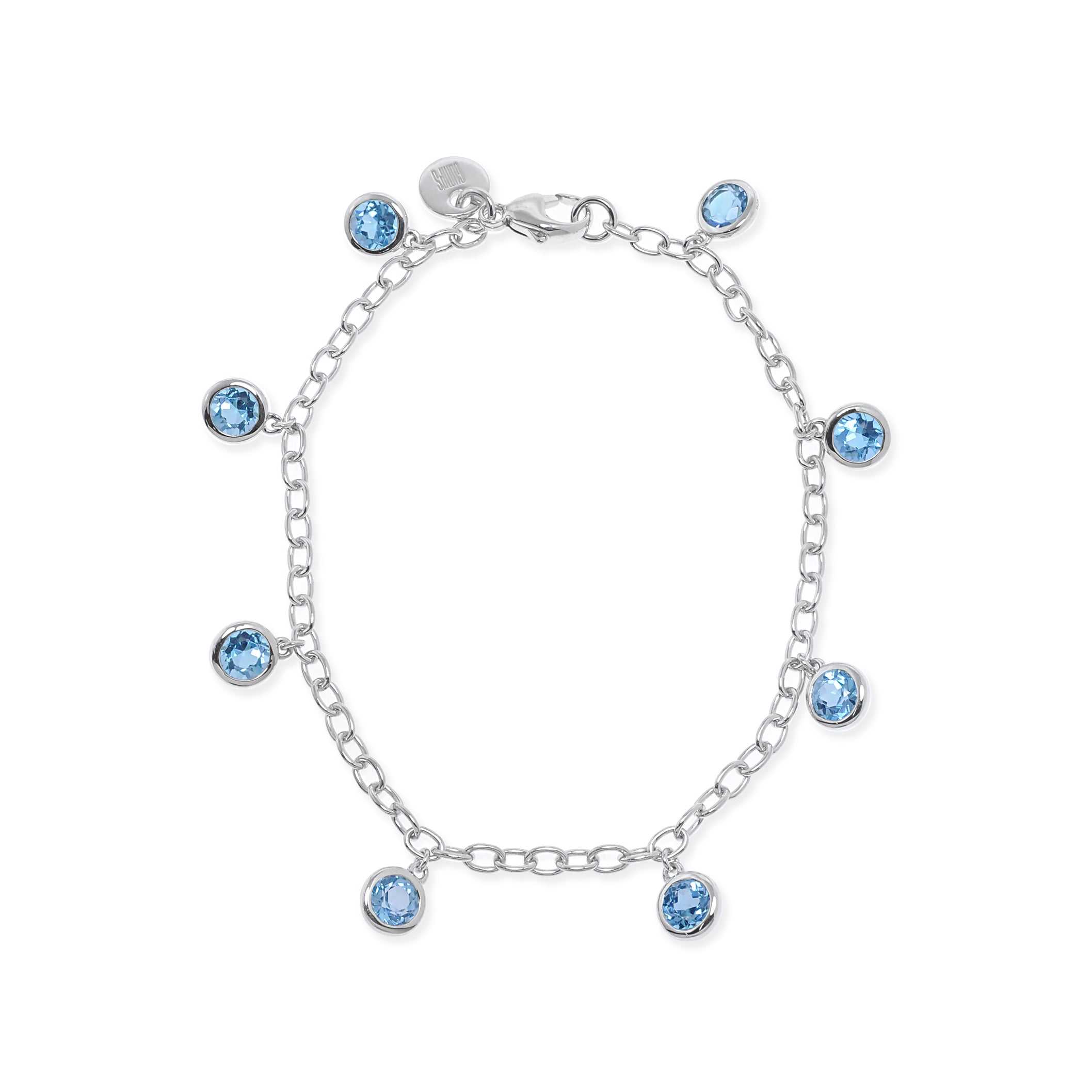 Elegant Swiss Blue Topaz Dewdrops Bracelet | Genuine Gemstone Jewelry for Women | Perfect for Weddings, Parties & Special Occasions