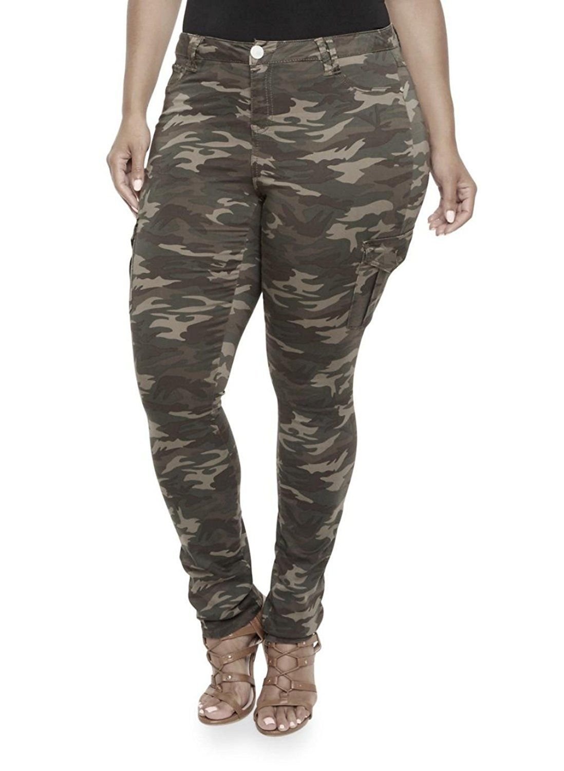 Jack David Women's Plus Size Camo Skinny Cargo Pants - Stretch Comfort Fit for Outdoor Adventures & Casual Wear