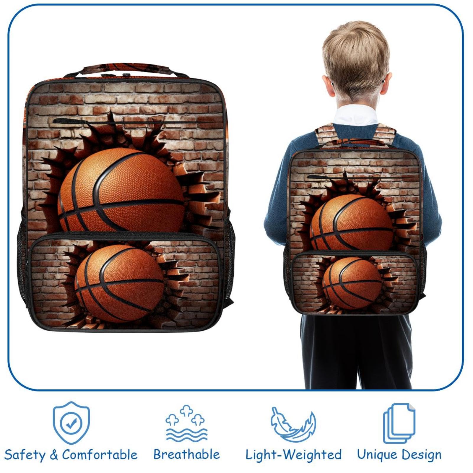 Durable Travel Backpack for Men & Women - Water-Resistant Basketball Wall Texture Design - Perfect for Hiking, Gym, Work & Outdoor Adventures