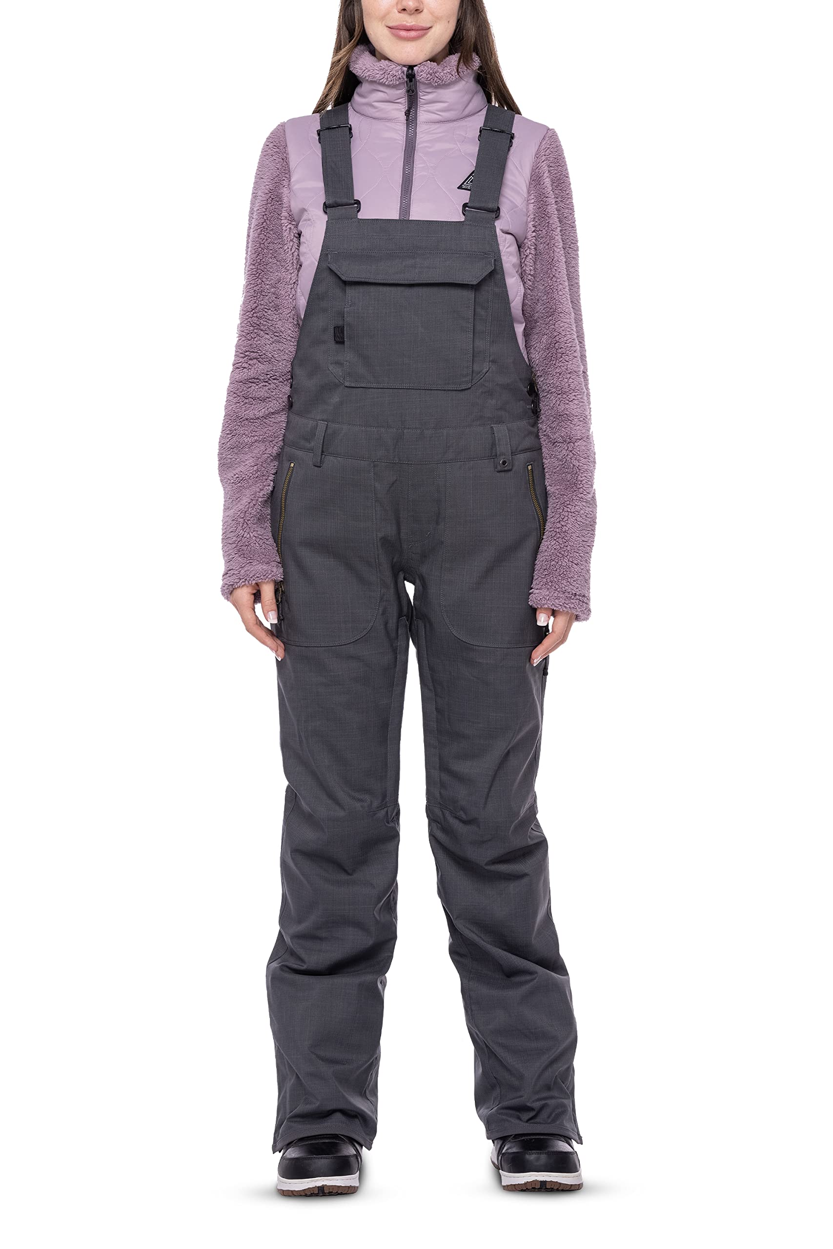 686 Women's Black Magic Bib - Insulated Thermal Snow Pants with Horseshoe Hem & Adjustable Straps - Waterproof & Weather Resistant Ski Bib for Women - Perfect for Skiing, Snowboarding & Winter Outdoor Activities
