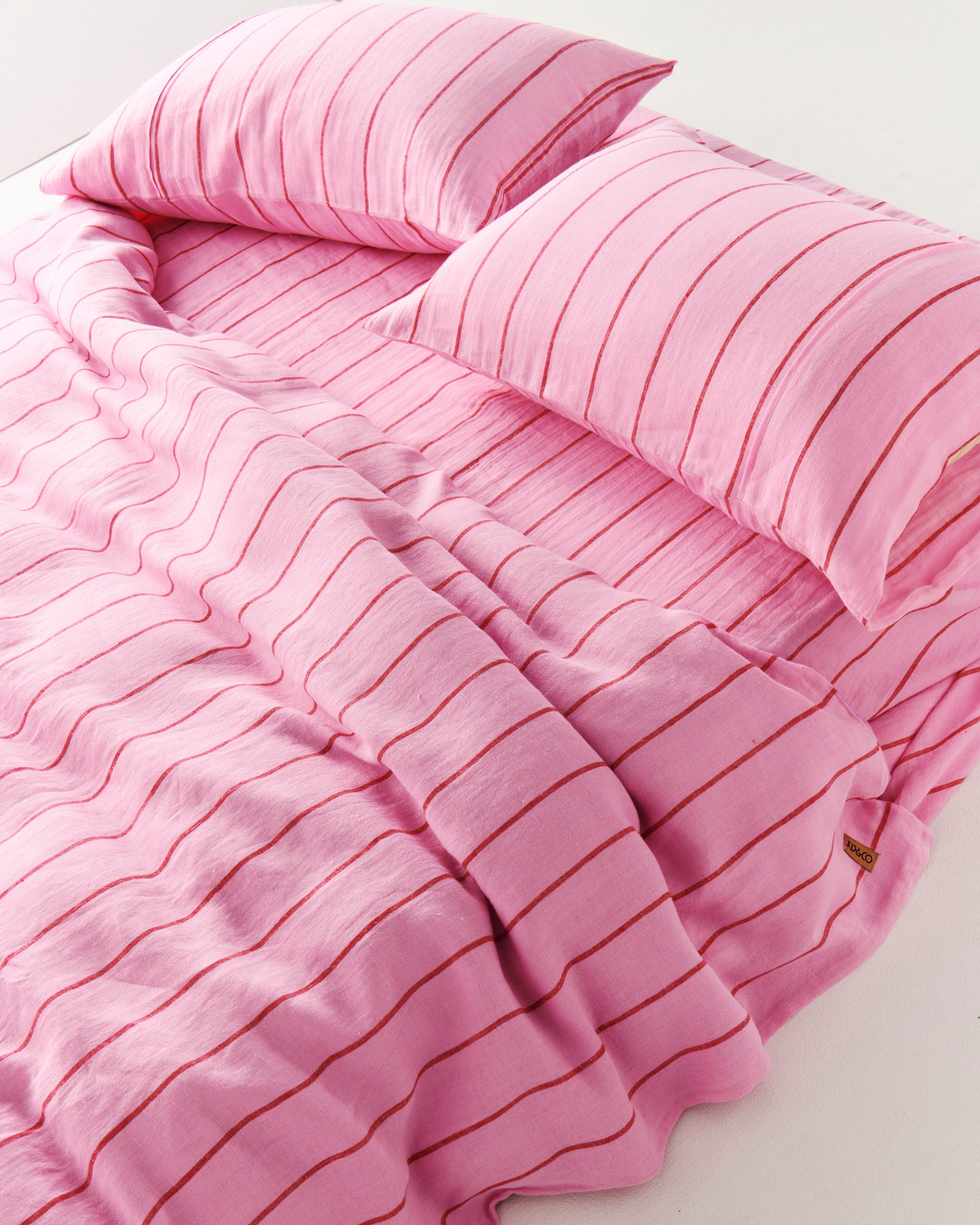 Premium Iced Vovo Stripe Linen Quilt Cover Set - Breathable & Soft Bedding for All Seasons - Perfect for Master Bedroom, Guest Room & Dorm Decor (Queen Size, US Shipping)