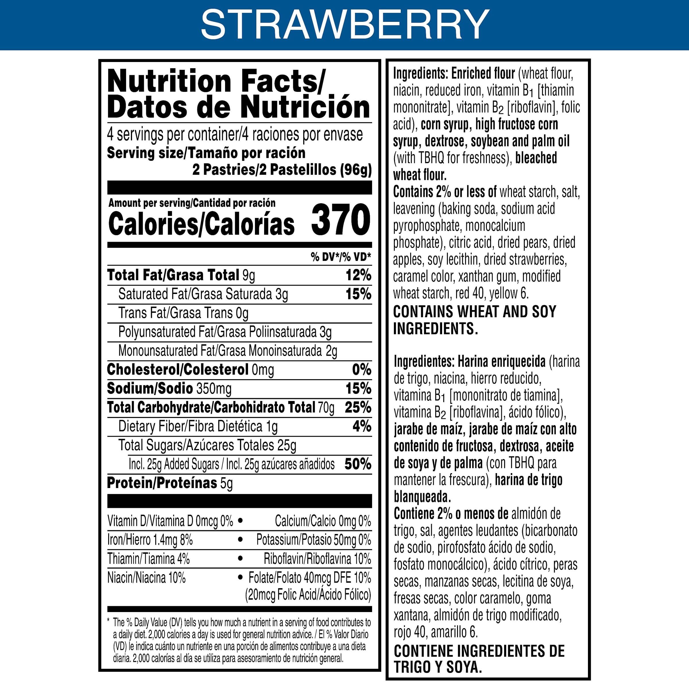 Pop-Tarts Toaster Pastries - Unfrosted Strawberry Flavor (13.5oz Box, 8 Count) | Breakfast Pastries, Kids Snacks & On-the-Go Treats | Perfect for School Lunches, Quick Breakfasts and After-School Snacks