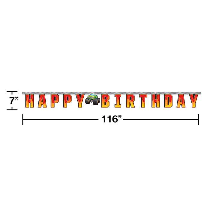 12-Piece Bulk Monster Truck Banners Set - Durable Vinyl Decals for Kids' Rooms, Party Decorations & Toy Car Enthusiasts - Perfect for Birthday Parties, Playrooms & Car-Themed Events
