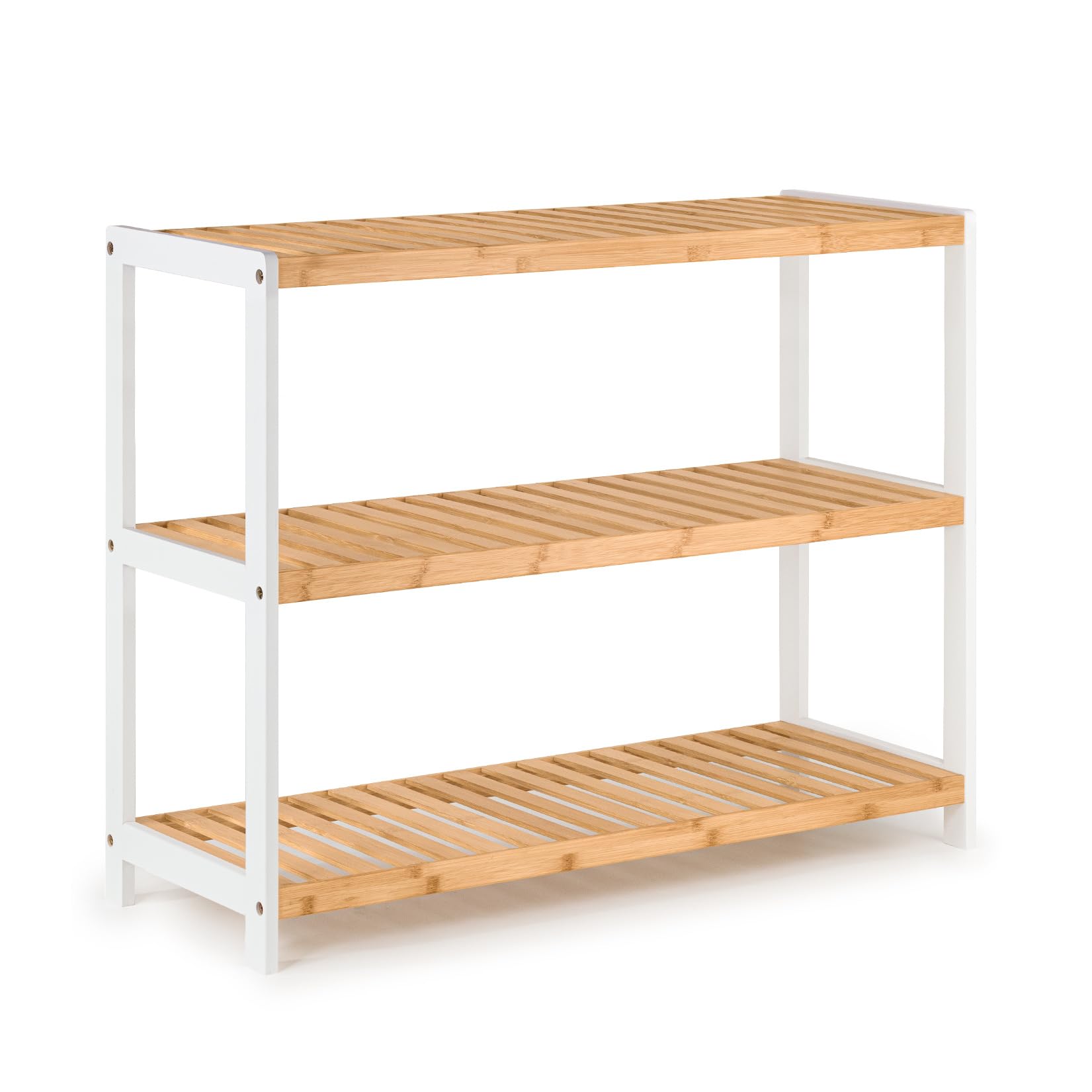 Woodluv 3-Tier Wooden Shoe Rack Organizer - Sturdy Shoe Storage Shelf for Hallway, Living Room, Bedroom & Bathroom - Multi-Purpose Organizer for Shoes, Plants & Books (70x26x55cm) - Perfect for Small Spaces & Home Organization
