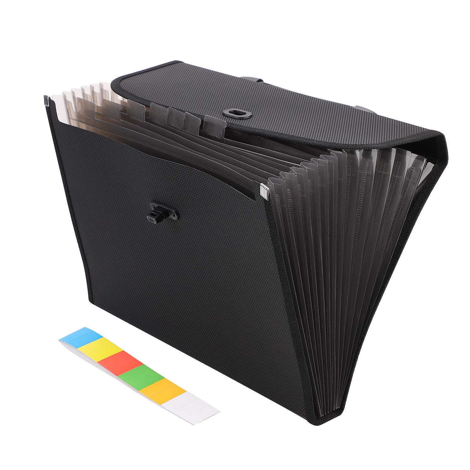 13-Pocket Accordion File Folder - A4 Letter Size Expanding Document Organizer with Handle & Label - Waterproof Plastic File Holder for Office, School, Home & Travel Organization