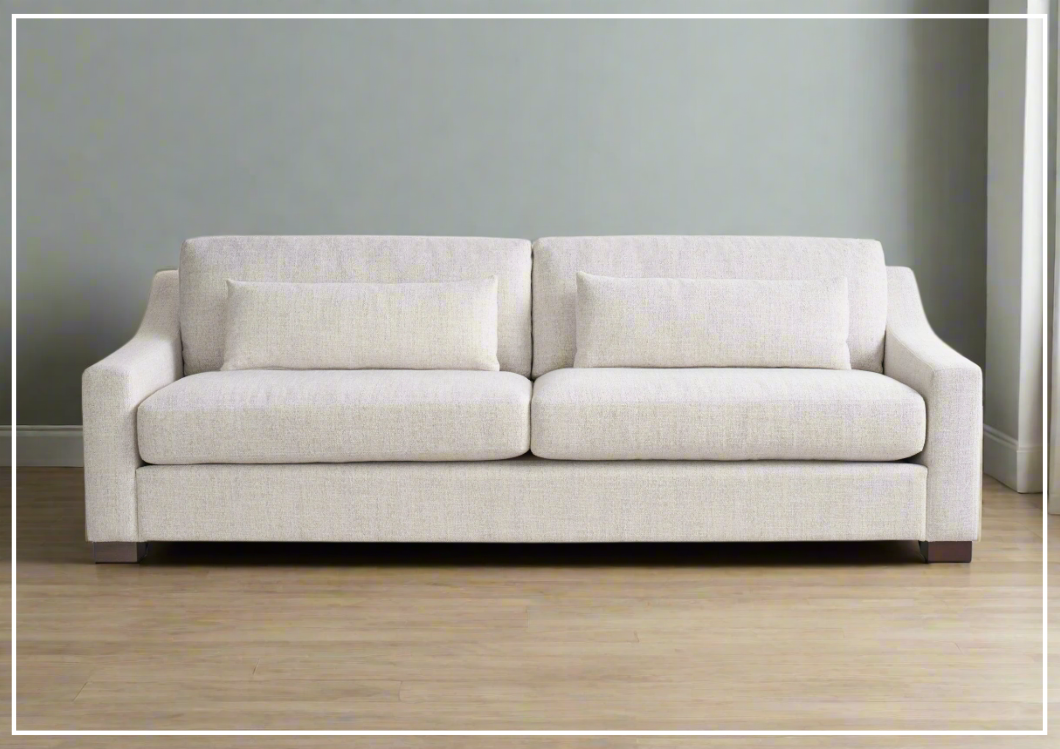 Universal Brooklyn Fabric Sofa with Throw Pillows - White Modern Living Room Couch for Small Spaces, Apartments & Cozy Home Decor