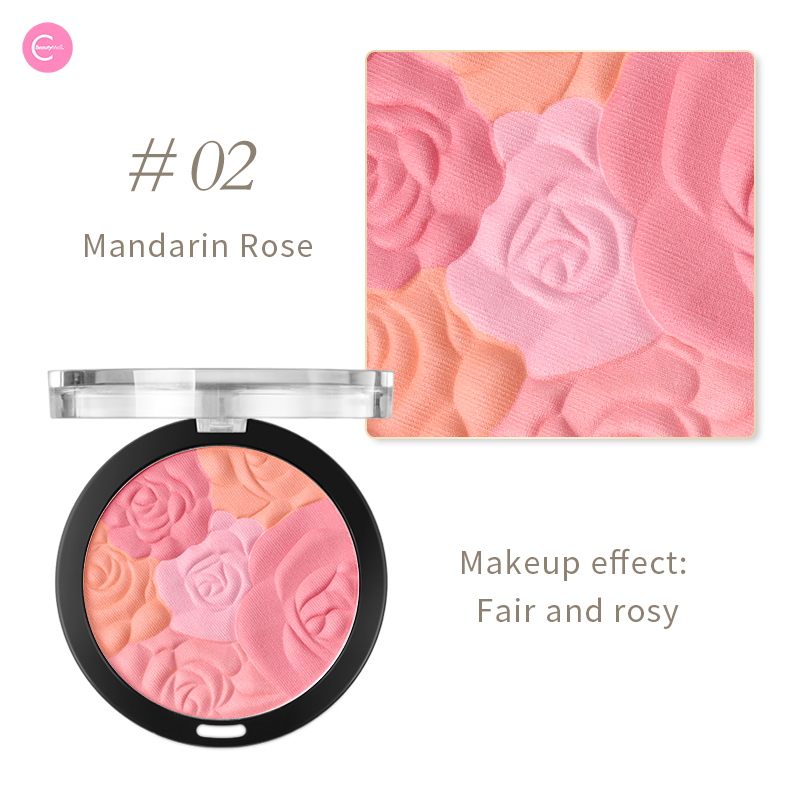 CARMELA 6-Color Embossed Highlighter & Blush Palette - Buildable Pigment for Contouring, Strobing & Cheek Color - Perfect for Everyday Makeup & Special Occasions