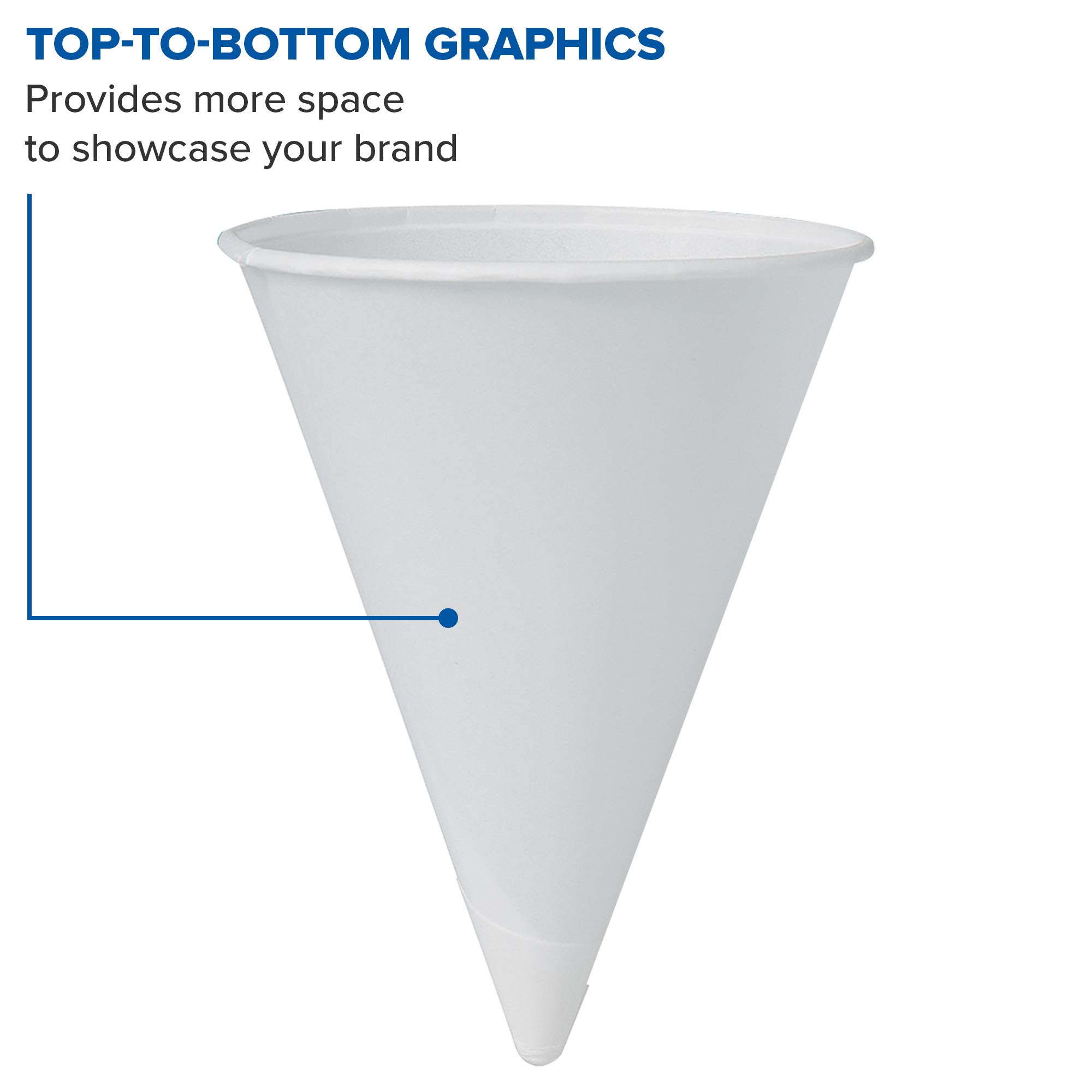 Solo 42RCP-2050 4.25 oz White Paper Cone Cups - Bulk Pack of 5000 | Disposable Drink Cups for Parties, Events, and Catering