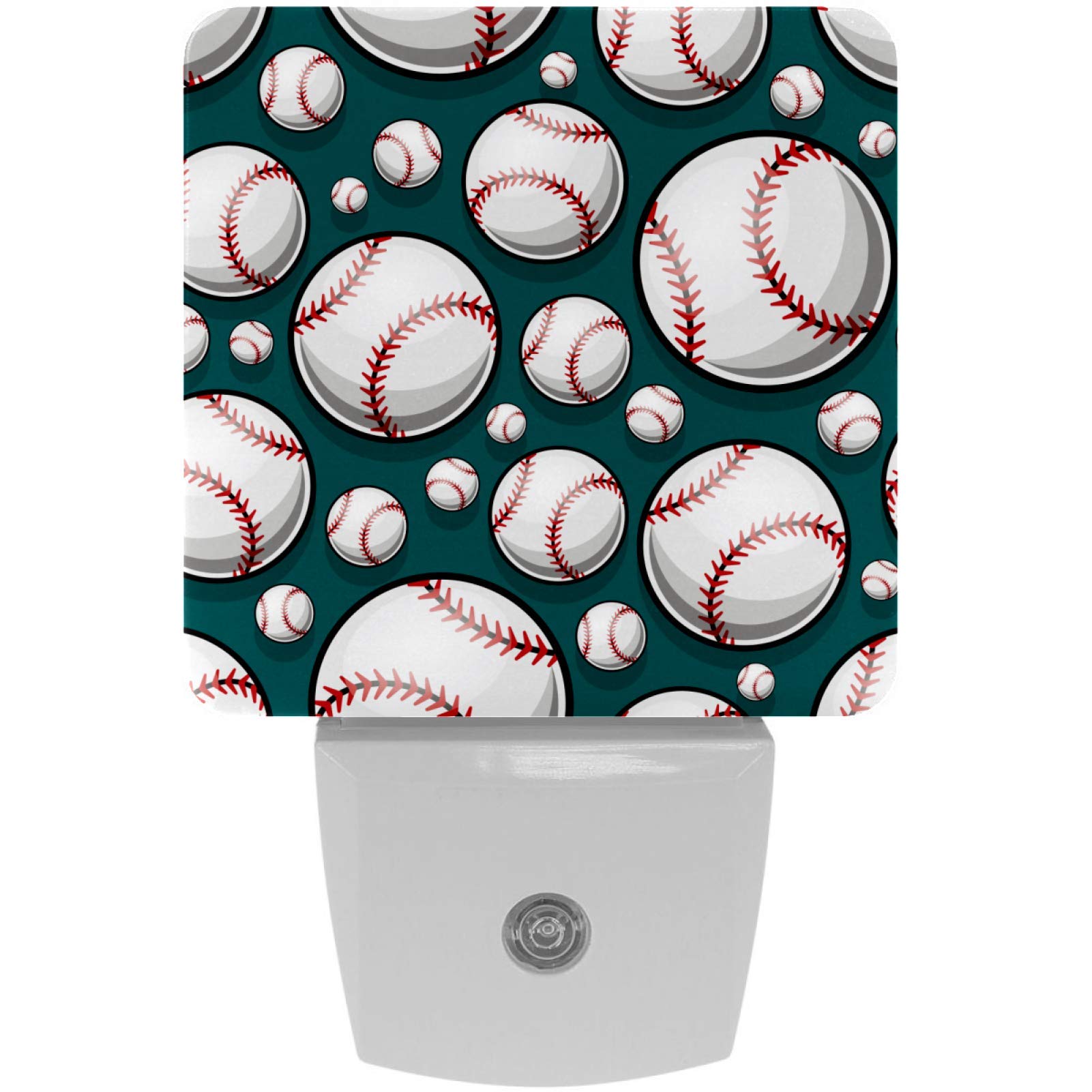 Smart LED Night Light with Auto Dusk to Dawn Sensor - Baseball Softball Design Plug-in Night Lamp for Hallway, Bedroom, Nursery, Kitchen, Stairs & Bathroom - Perfect for Kids Rooms, Safe Night Navigation and Energy-Efficient Home Lighting