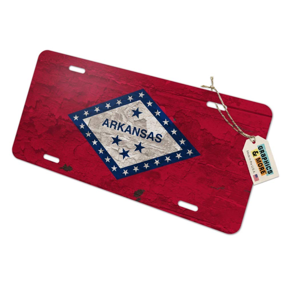 Rustic Arkansas State Flag Distressed Metal Vanity License Plate - USA Novelty Car Decor for Home, Office & Man Cave Wall Art