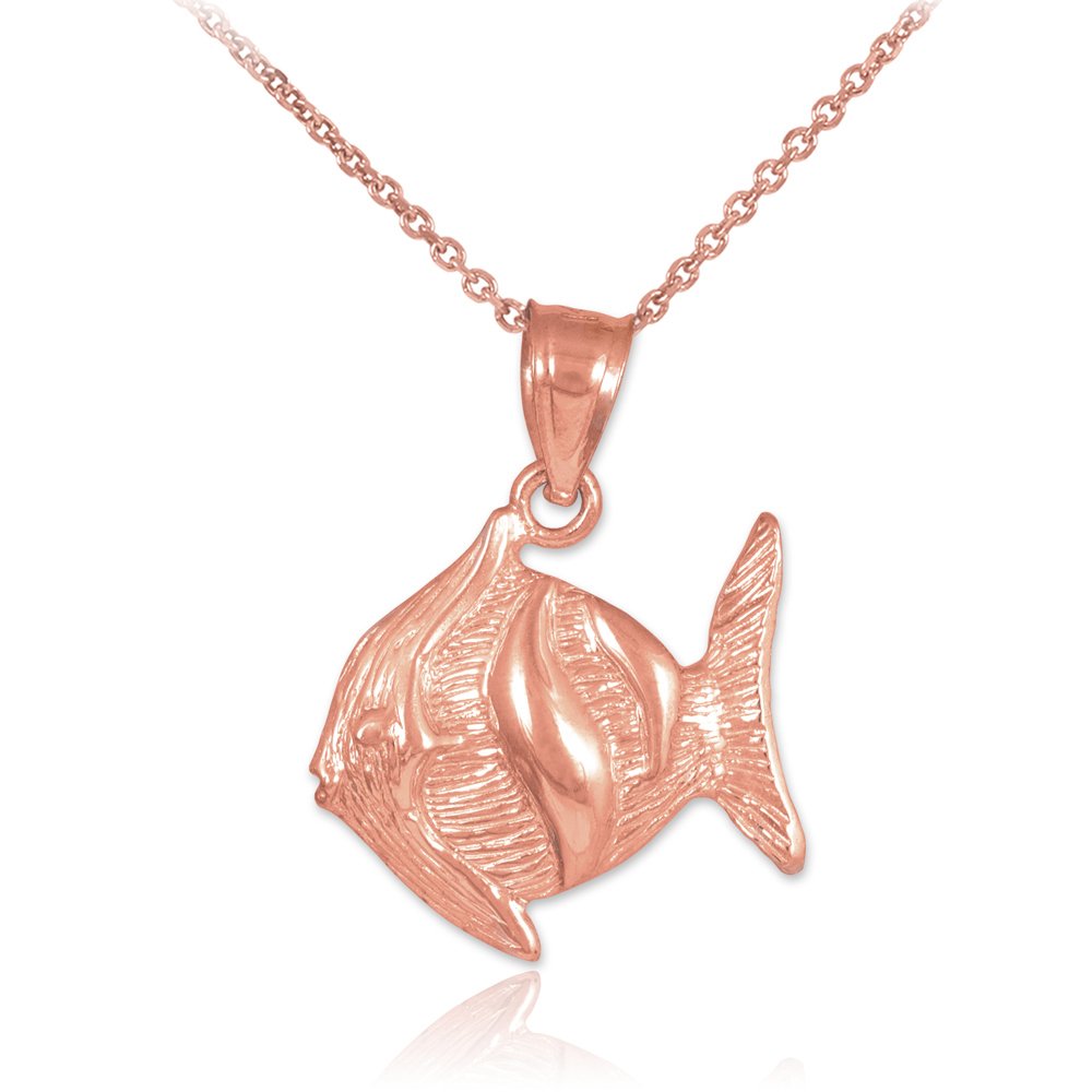 14K Rose Gold Clown Fish Pendant Necklace for Women - Dainty Nemo Fish Jewelry Gift for Her - Perfect for Beach Vacations, Birthday Presents & Ocean-Themed Parties