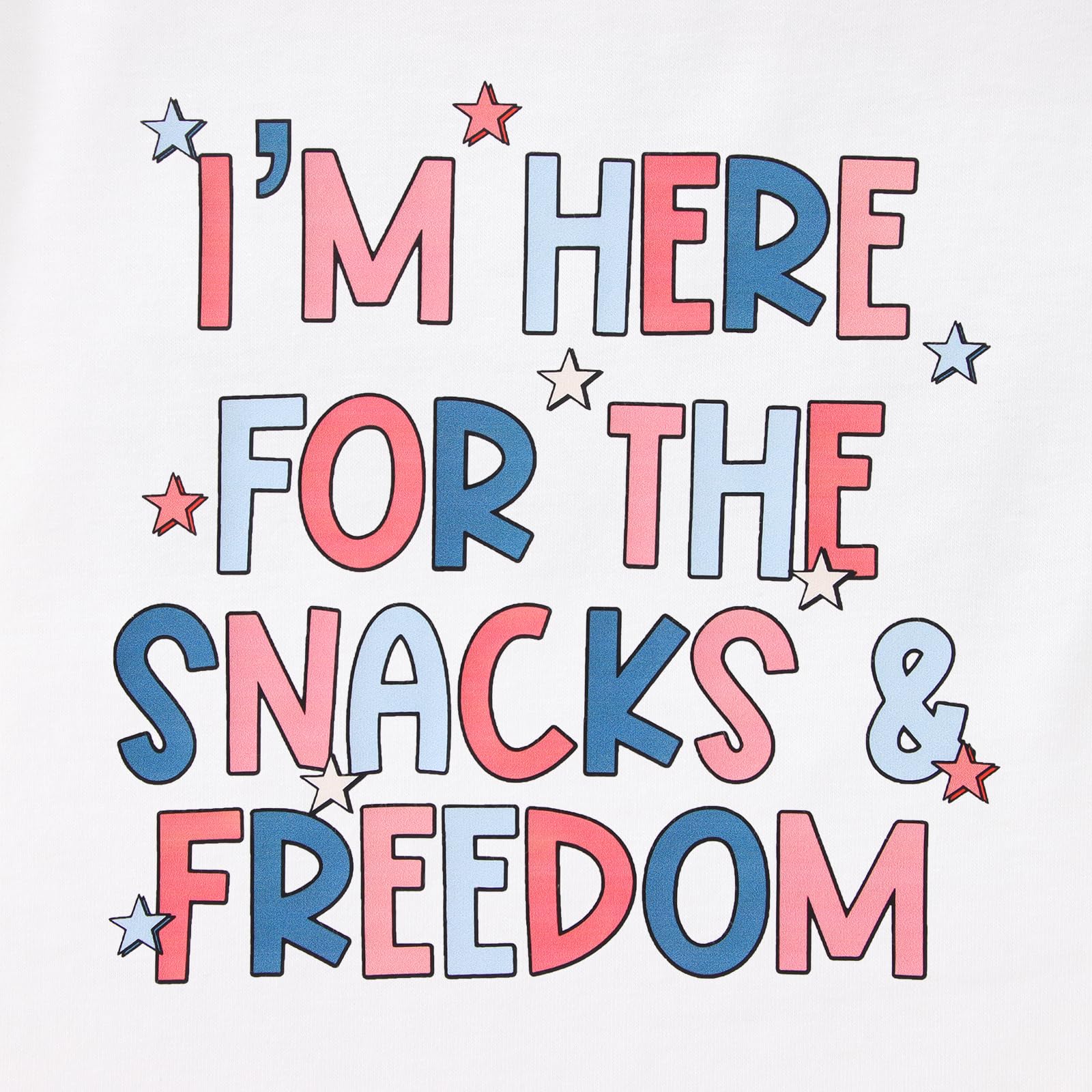 4th of July Kids Shirt - Patriotic 'I'm Here for The Snacks' Graphic Tee for Toddler Boys & Girls - Perfect for Independence Day Celebrations