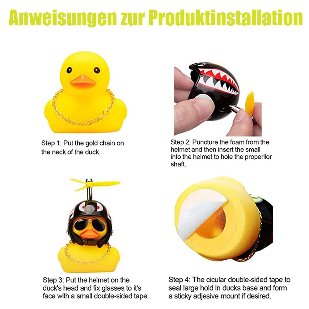 4 Pack Yellow Rubber Duck Car Dashboard Decorations - Cute Duck Toy for Cars, Bikes & Motorcycles - Fun Gift for Men, Women, Kids - Perfect for Road Trips, Office Desks & Birthday Parties