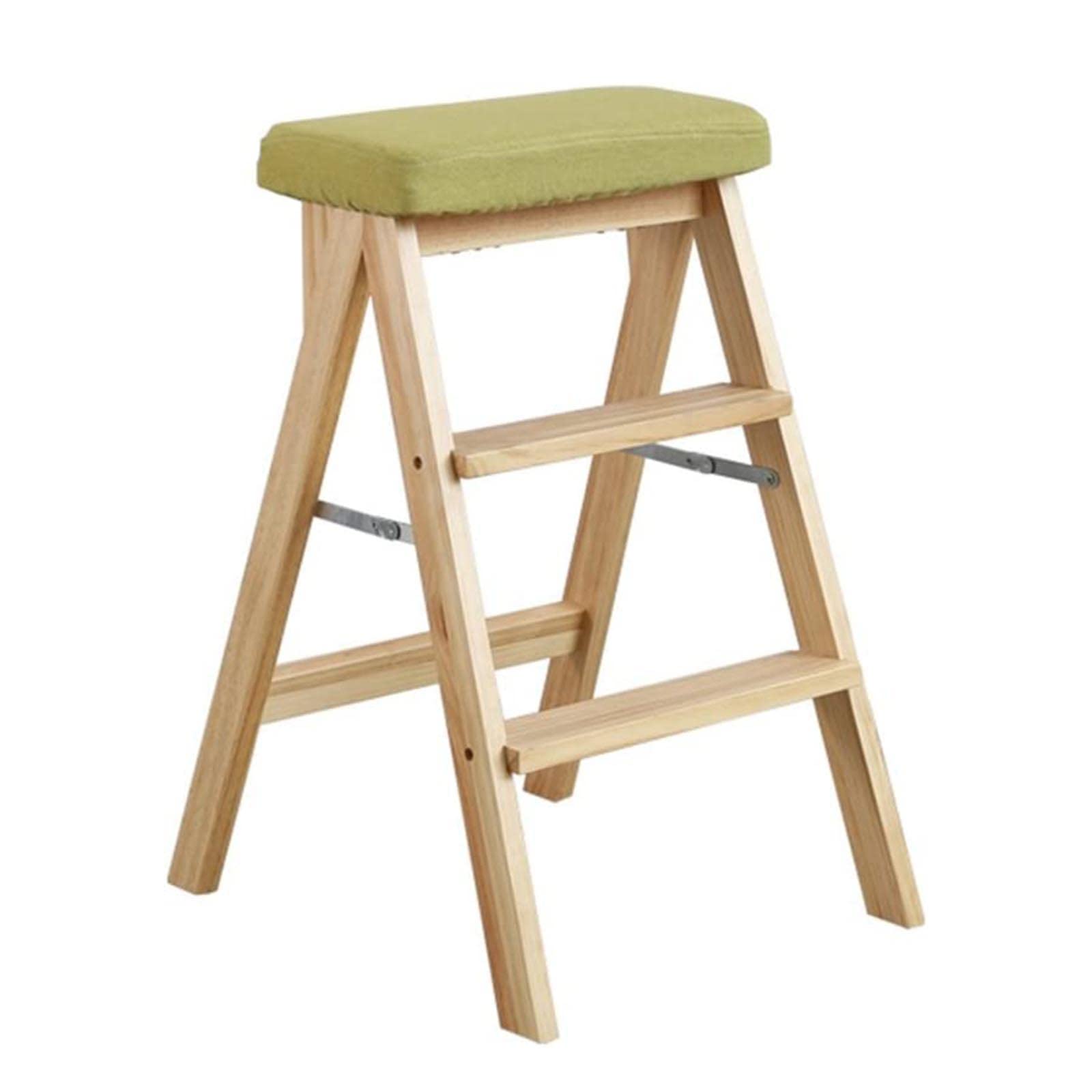 3-Step Folding Solid Wood Step Ladder - Multifunctional Kitchen Stool, Home Barstool & Office Ladder Chair | Compact Foldable Design for Kitchen, Pub, Cafe & Home Use